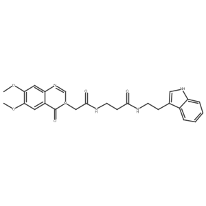 N~3~-[(6,7-dimethoxy-4-oxoquinazolin-3(4H)-yl)acetyl]-N-[2-(1H-indol-3-yl)ethyl]-beta-alaninamide结构式