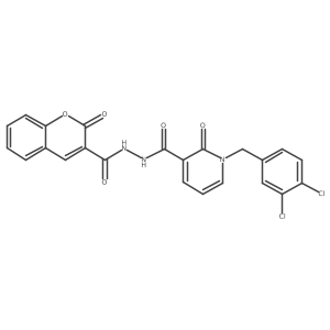 O=C(NNC(=O)c1cccn(Cc2ccc(Cl)c(Cl)c2)c1=O)c1cc2ccccc2oc1=O结构式