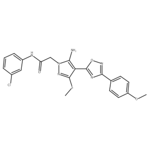 2-{5-amino-4-[3-(4-methoxyphenyl)-1,2,4-oxadiazol-5-yl]-3-(methylsulfanyl)-1H-pyrazol-1-yl}-N-(3-chlorophenyl)acetamide Structure