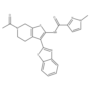 N-(6-acetyl-3-(benzo[d]thiazol-2-yl)-4,5,6,7-tetrahydrothieno[2,3-c]pyridin-2-yl)-1-methyl-1H-pyrazole-3-carboxamide结构式