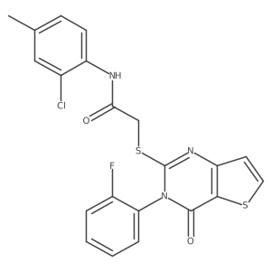 N-(2-chloro-4-methylphenyl)-2-{[3-(2-fluorophenyl)-4-oxo-3,4-dihydrothieno[3,2-d]pyrimidin-2-yl]sulfanyl}acetamide结构式