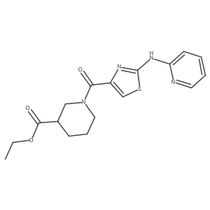 Ethyl 1-(2-(pyridin-2-ylamino)thiazole-4-carbonyl)piperidine-3-carboxylate结构式