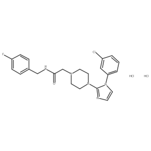2-(4-(1-(3-chlorophenyl)-1H-imidazol-2-yl)piperazin-1-yl)-N-(4-fluorobenzyl)acetamide dihydrochloride Structure