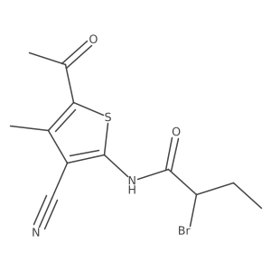 N-(5-Acetyl-3-cyano-4-methyl-2-thienyl)-2-bromobutanamide Structure