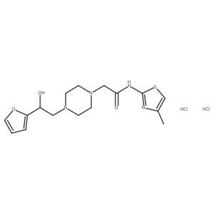 2-(4-(2-(furan-2-yl)-2-hydroxyethyl)piperazin-1-yl)-N-(4-methylthiazol-2-yl)acetamide dihydrochloride结构式
