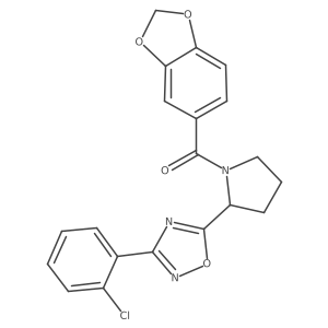5-[1-(1,3-Benzodioxol-5-ylcarbonyl)pyrrolidin-2-yl]-3-(2-chlorophenyl)-1,2,4-oxadiazole结构式