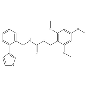 N-(2-(thiophen-3-yl)benzyl)-3-(2,4,6-trimethoxyphenyl)propanamide结构式