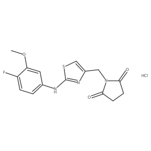 1-((2-((4-Fluoro-3-methoxyphenyl)amino)thiazol-4-yl)methyl)pyrrolidine-2,5-dione hydrochloride结构式