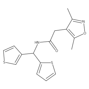 2-(3,5-dimethylisoxazol-4-yl)-N-(thiophen-2-yl(thiophen-3-yl)methyl)acetamide结构式