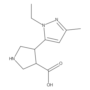 4-(1-ethyl-3-methyl-1H-pyrazol-5-yl)pyrrolidine-3-carboxylic acid结构式