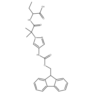 (2R)-2-{2-[4-({[(9H-fluoren-9-yl)methoxy]carbonyl}amino)-1H-pyrazol-1-yl]-2-methylpropanamido}butanoic acid结构式