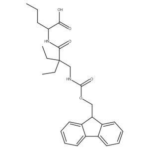 (2S)-2-{2-ethyl-2-[({[(9H-fluoren-9-yl)methoxy]carbonyl}amino)methyl]butanamido}pentanoic acid结构式