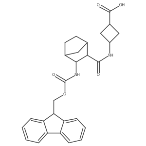 3-[3-({[(9H-fluoren-9-yl)methoxy]carbonyl}amino)bicyclo[2.2.1]heptane-2-amido]cyclobutane-1-carboxylic acid Structure