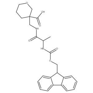 3-{[(2R)-2-({[(9H-fluoren-9-yl)methoxy]carbonyl}amino)propanamido]methyl}oxane-3-carboxylic acid结构式