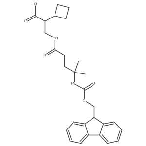 2-cyclobutyl-3-[4-({[(9H-fluoren-9-yl)methoxy]carbonyl}amino)-4-methylpentanamido]propanoic acid结构式