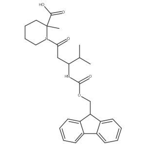 1-[3-({[(9H-fluoren-9-yl)methoxy]carbonyl}amino)-4-methylpentanoyl]-2-methylpiperidine-2-carboxylic acid结构式