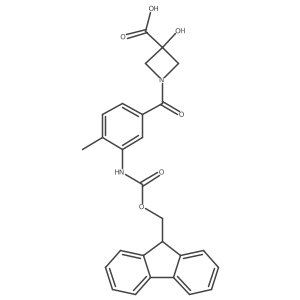 1-[3-({[(9H-fluoren-9-yl)methoxy]carbonyl}amino)-4-methylbenzoyl]-3-hydroxyazetidine-3-carboxylic acid结构式