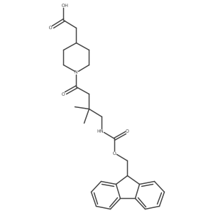 2-{1-[4-({[(9H-fluoren-9-yl)methoxy]carbonyl}amino)-3,3-dimethylbutanoyl]piperidin-4-yl}acetic acid结构式