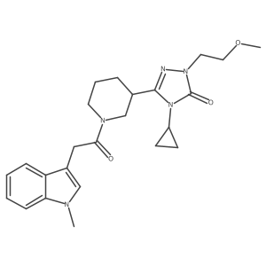 4-cyclopropyl-1-(2-methoxyethyl)-3-(1-(2-(1-methyl-1H-indol-3-yl)acetyl)piperidin-3-yl)-1H-1,2,4-triazol-5(4H)-one结构式