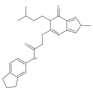 N-(2,3-dihydro-1H-inden-5-yl)-2-((6-isopentyl-2-methyl-7-oxo-6,7-dihydro-2H-pyrazolo[4,3-d]pyrimidin-5-yl)thio)acetamide Structure