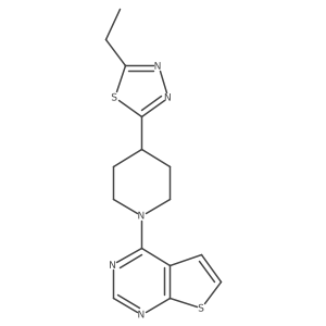4-(5-Ethyl-1,3,4-thiadiazol-2-yl)-1-{thieno[2,3-d]pyrimidin-4-yl}piperidine Structure