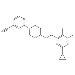 2-(4-{[(2-Cyclopropyl-5,6-dimethylpyrimidin-4-yl)oxy]methyl}piperidin-1-yl)pyrimidine-4-carbonitrile结构式