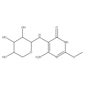 4(1H)-Pyrimidinone, 6-amino-5-(beta-L-arabinopyranosylamino)-2-(methylthio)- Structure