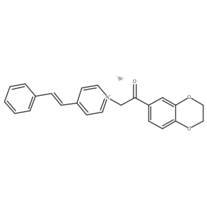 (E)-1-(2-(2,3-dihydrobenzo[b][1,4]dioxin-6-yl)-2-oxoethyl)-4-styrylpyridin-1-ium bromide Structure