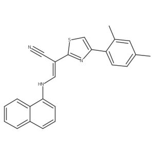 (Z)-2-(4-(2,4-dimethylphenyl)thiazol-2-yl)-3-(naphthalen-1-ylamino)acrylonitrile Structure