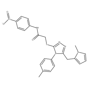 2-((5-((1-methyl-1H-pyrrol-2-yl)methyl)-4-(p-tolyl)-4H-1,2,4-triazol-3-yl)thio)-N-(4-nitrophenyl)acetamide Structure