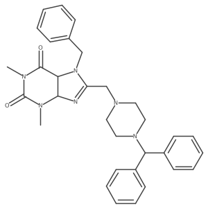 8-[(4-Benzhydrylpiperazin-1-yl)methyl]-7-benzyl-1,3-dimethyl-4,5-dihydropurine-2,6-dione Structure