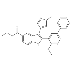 2-(3-methoxy-6-pyridin-4-yl-pyridazin-4-yl)-3-(1-methyl-1H-pyrazol-4-yl)-1H-indole-5-carboxylic acid ethyl ester结构式