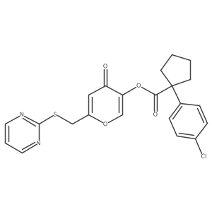 4-oxo-6-((pyrimidin-2-ylthio)methyl)-4H-pyran-3-yl 1-(4-chlorophenyl)cyclopentanecarboxylate Structure