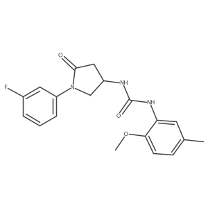 1-(1-(3-Fluorophenyl)-5-oxopyrrolidin-3-yl)-3-(2-methoxy-5-methylphenyl)urea Structure