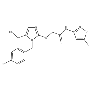 2-((1-(4-chlorobenzyl)-5-(hydroxymethyl)-1H-imidazol-2-yl)thio)-N-(5-methylisoxazol-3-yl)acetamide结构式