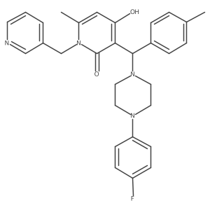 3-((4-(4-fluorophenyl)piperazin-1-yl)(p-tolyl)methyl)-4-hydroxy-6-methyl-1-(pyridin-3-ylmethyl)pyridin-2(1H)-one Structure