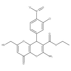 Ethyl 2-amino-4-(3-chloro-4-nitrophenyl)-6-(hydroxymethyl)-8-oxo-4,8-dihydropyrano[3,2-b]pyran-3-carboxylate结构式