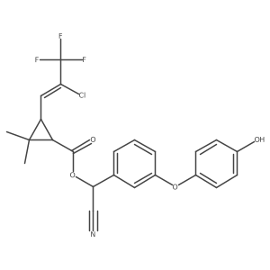 Cyano[3-(4-hydroxyphenoxy)phenyl]methyl 3-(2-chloro-3,3,3-trifluoroprop-1-en-1-yl)-2,2-dimethylcyclopropane-1-carboxylate结构式
