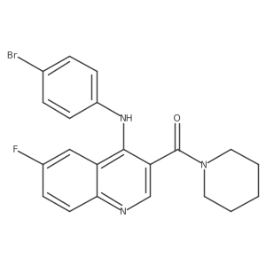 (4-((4-Bromophenyl)amino)-6-fluoroquinolin-3-yl)(piperidin-1-yl)methanone Structure