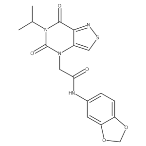 N-1,3-benzodioxol-5-yl-2-(6-isopropyl-5,7-dioxo-6,7-dihydroisothiazolo[4,3-d]pyrimidin-4(5H)-yl)acetamide结构式