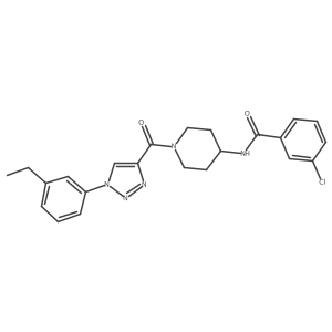 3-chloro-N-(1-(1-(3-ethylphenyl)-1H-1,2,3-triazole-4-carbonyl)piperidin-4-yl)benzamide结构式
