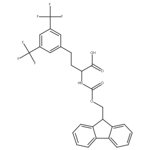 (S)-2-((((9H-Fluoren-9-yl)methoxy)carbonyl)amino)-4-(3,5-bis(trifluoromethyl)phenyl)butanoic acid结构式