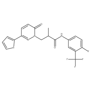 N-(4-fluoro-3-(trifluoromethyl)phenyl)-2-methyl-3-(6-oxo-3-(thiophen-2-yl)pyridazin-1(6H)-yl)propanamide结构式