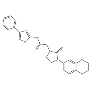 2-(3-(2,3-dihydrobenzo[b][1,4]dioxin-6-yl)-2-oxoimidazolidin-1-yl)-N-(4-(pyridin-3-yl)thiazol-2-yl)acetamide Structure