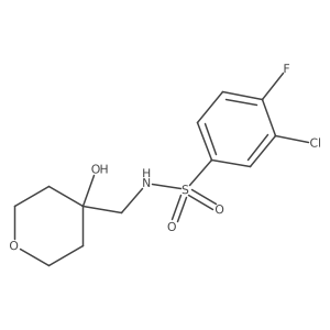 3-chloro-4-fluoro-N-((4-hydroxytetrahydro-2H-pyran-4-yl)methyl)benzenesulfonamide结构式