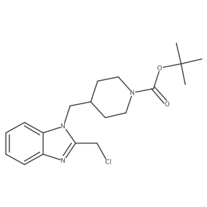 tert-Butyl 4-((2-(chloromethyl)-1H-benzo[d]imidazol-1-yl)methyl)piperidine-1-carboxylate结构式
