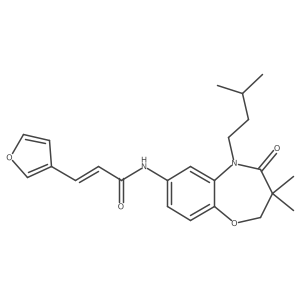 (E)-3-(furan-3-yl)-N-(5-isopentyl-3,3-dimethyl-4-oxo-2,3,4,5-tetrahydrobenzo[b][1,4]oxazepin-7-yl)acrylamide结构式