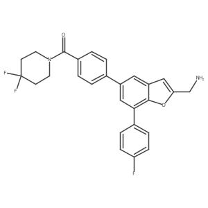 (4-(2-(Aminomethyl)-7-(4-fluorophenyl)benzofuran-5-yl)phenyl)(4,4-difluoropiperidin-1-yl)methanone结构式
