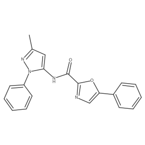 N-(3-methyl-1-phenyl-1H-pyrazol-5-yl)-5-phenyloxazole-2-carboxamide结构式