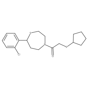 1-(7-(2-Chlorophenyl)-1,4-thiazepan-4-yl)-2-(cyclopentylthio)ethanone结构式